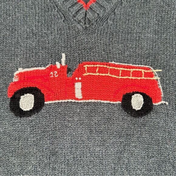 Janie and Jack Fire Truck Sweater Vest and Shirt - Picture 3 of 6